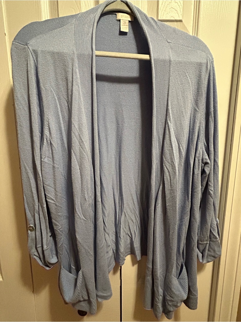 Chico's Periwinkle Blue Open-Front Cardigan